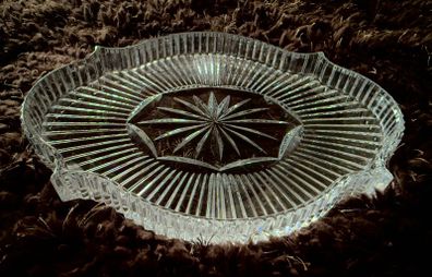 Waterford Crystal Seahorse Scalloped Oval Vanity Dresser Tray Relish Dish