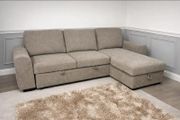 New Beige Mellisa Corner Chaise Sofa Bed
