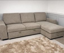 New Beige Mellisa Corner Chaise Sofa Bed