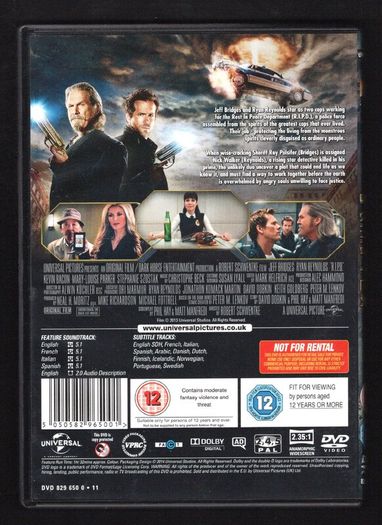 R.I.P.D. Rest in Peace Department DVD Movie staring Jeff Bridges and Ryan Reynolds
