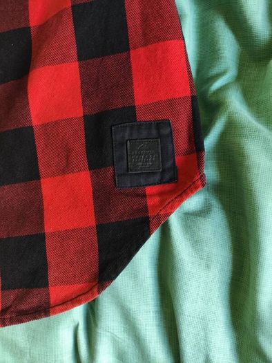 Denim Jacket Red Black Checkered Reserved S Size