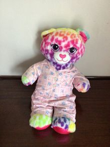 Build a Bear Lisa Frank multicolored rainbow leopard plush in pjs