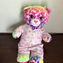 Build a Bear Lisa Frank multicolored rainbow leopard plush in pjs