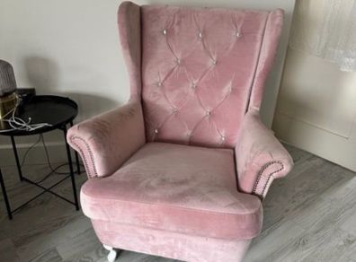 Pink Velvet Living Room Chair for Sale