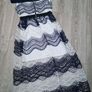 Ladies navy&white lace off-shoulder dress Medium Image 3