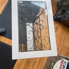 Wrought iron and glass side table