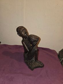 Vintage hand carved African Ebony wood Statue