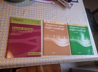 Three books on sight reading for piano