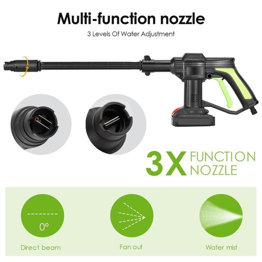 21V Cordless Portable High-Pressure Cleaning Gun Machine, 2.0Ahx2 Battery with Cleaning Brush,6m Hose,for Cleaning Cars,Garden