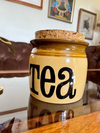 TG Green Granville Range TEA Jar Original Cork Lid Vintage Kitchen Storage 1970s