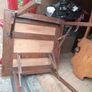 two oak chairs and an old  card table Image 6