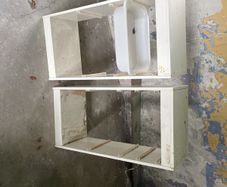 2 ikea TROFAST units and 1 stuva unit