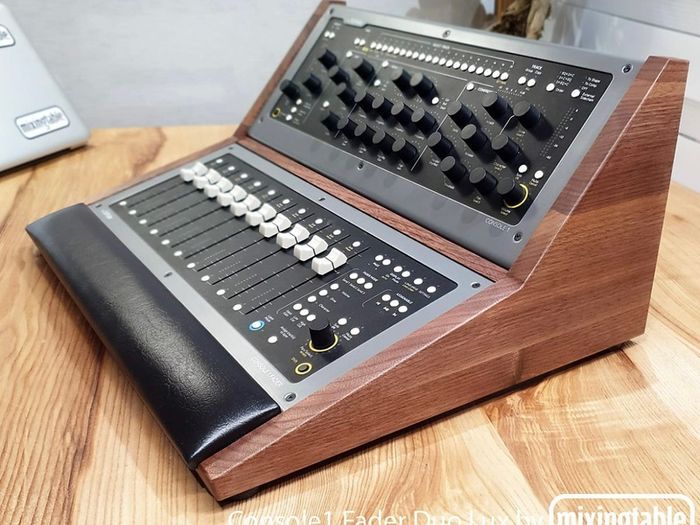 Softube Console 1 and Fader with walnut stand