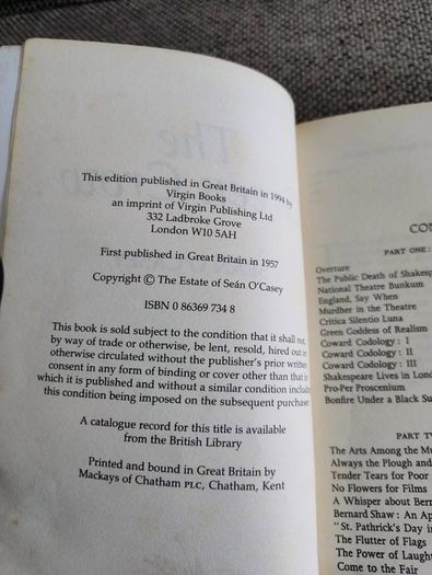 Sean O Casey The Green Crow selected writings in used condition FREE STANDARD POSTAGE INCLUDED