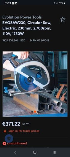 Evolution EvoSaw 230 steel cutting circular saw