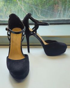 New Look - Black Round-Toe Platform Stilettos - Size 6 [UK]