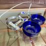 Vintage 1950s Cobalt Blue Glass & Silver Chrome Double Table Basket Image 4