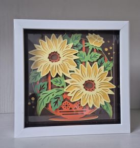 Beautiful sunflowers in vase shadow box frame perfect present