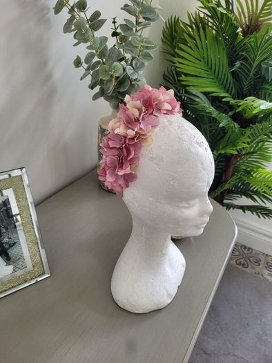 Brand new dusky pink floral crown headpiece fascinator headband crown