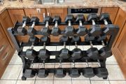 Rubber Hex Dumbbell Full Collection And Solid 3 Tier Dumbbell Storage Rack, No Offers Below Asking!