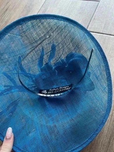 Blue mother of the bride wedding outfit with hat