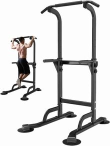 Pull Up & Dip Station Dip Stand freestanding, Height Adjustable Exercise Equipment Fitness Workout Station Pull Up Bar frame for Home Gym
