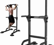Pull Up & Dip Station Dip Stand freestanding, Height Adjustable Exercise Equipment Fitness Workout Station Pull Up Bar frame for Home Gym