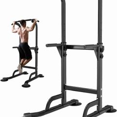 Pull Up & Dip Station Dip Stand freestanding, Height Adjustable Exercise Equipment Fitness Workout Station Pull Up Bar frame for Home Gym
