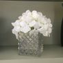 artifical white hydrangea flower and glass vase Image 2