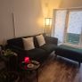 Dark Green Velvet Sofa & Footstool Image 8