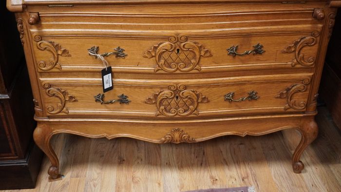 French Oak Bow Front Bureau