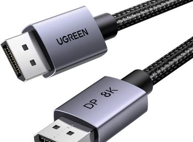 UGREEN DisplayPort Cable 8K@60Hz 9.9FT [VESA Certified] Braided DP 1.4 Display Lead Support 4K@240Hz, 2K@240Hz 32.4Gbps, HDCP 2.3, HDR, FreeSync&G-Sync, 3D Compatible with Gaming Monitor PC HDTVs (3M)