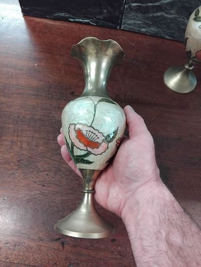 Vintage Brass and Enamel pair