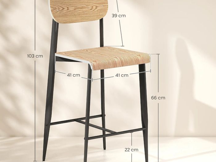 2-piece set bar stools, Bar chairs with backrest and metal frame