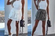 Cargo cream skirt with pockets