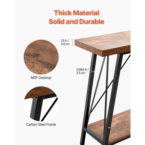 Narrow Console Sofa Table, 70.9 inches Behind Couch Table, 2-Tier Long Entryway Table and Skinny Hallway Table, Narrow Sofa Table with Metal Frame, for Entryway, Hallway, Living Room & Bedroom
