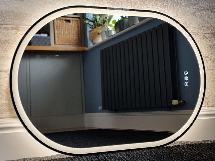 LED Bathroom Mirror Oval 60x90cm Bluetooth Speakers Antiifog Demister
