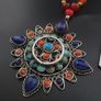 Antique Style Brass & Lapislazuli,Coral,Turqouise Pendant with Carnelian Beads Necklace Image 9