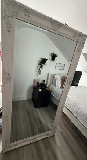 Large lean to white mirror
