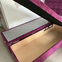 Beautiful double bed with stunning headboard and loads of storage
