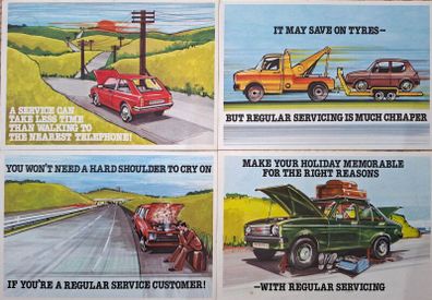 Postcard Set Castrol Service