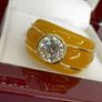 Moissanite & Honey Jade Ring Image 5