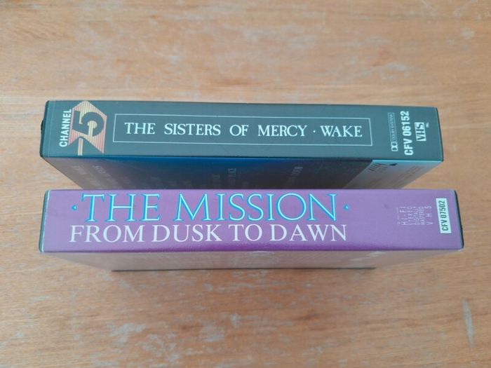THE SISTERS OF MERCY and THE MISSION. Music VHS tapes/Cassettes. In Concert at The Albert Hall (live). From Disk To Dawn. Music video, 80s, Goth, collectable, memorabilia.