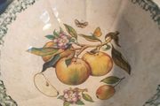 70s Ceramica Due Torri Handpainted Fruit &amp; Floral Pasta Bowl_Sponge-wear_Salad Bowl_Serving Bowl_Italy_Kitchen Decor