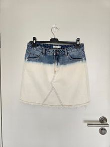 Stradivarius DipDye Ombre Denim Mini Skirt Blue & White