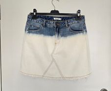 Stradivarius DipDye Ombre Denim Mini Skirt Blue & White