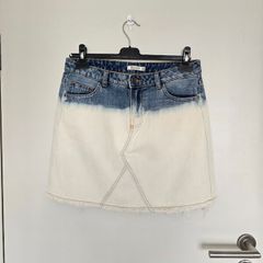 Stradivarius DipDye Ombre Denim Mini Skirt Blue & White
