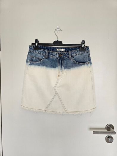 Stradivarius DipDye Ombre Denim Mini Skirt Blue & White
