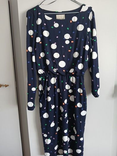 Phase wight ruched navy jersey with geometric print and pockets