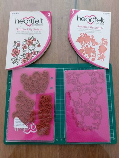 Heartfelt dies and stamps set- Sunrise lily swirls